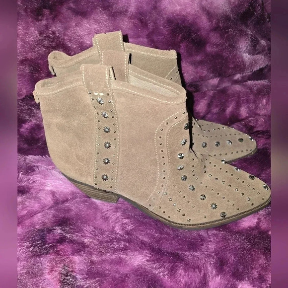 SAM EDELMAN Brian Star Studded Ankle Boots Suede Size 6 - Picture 1 of 13